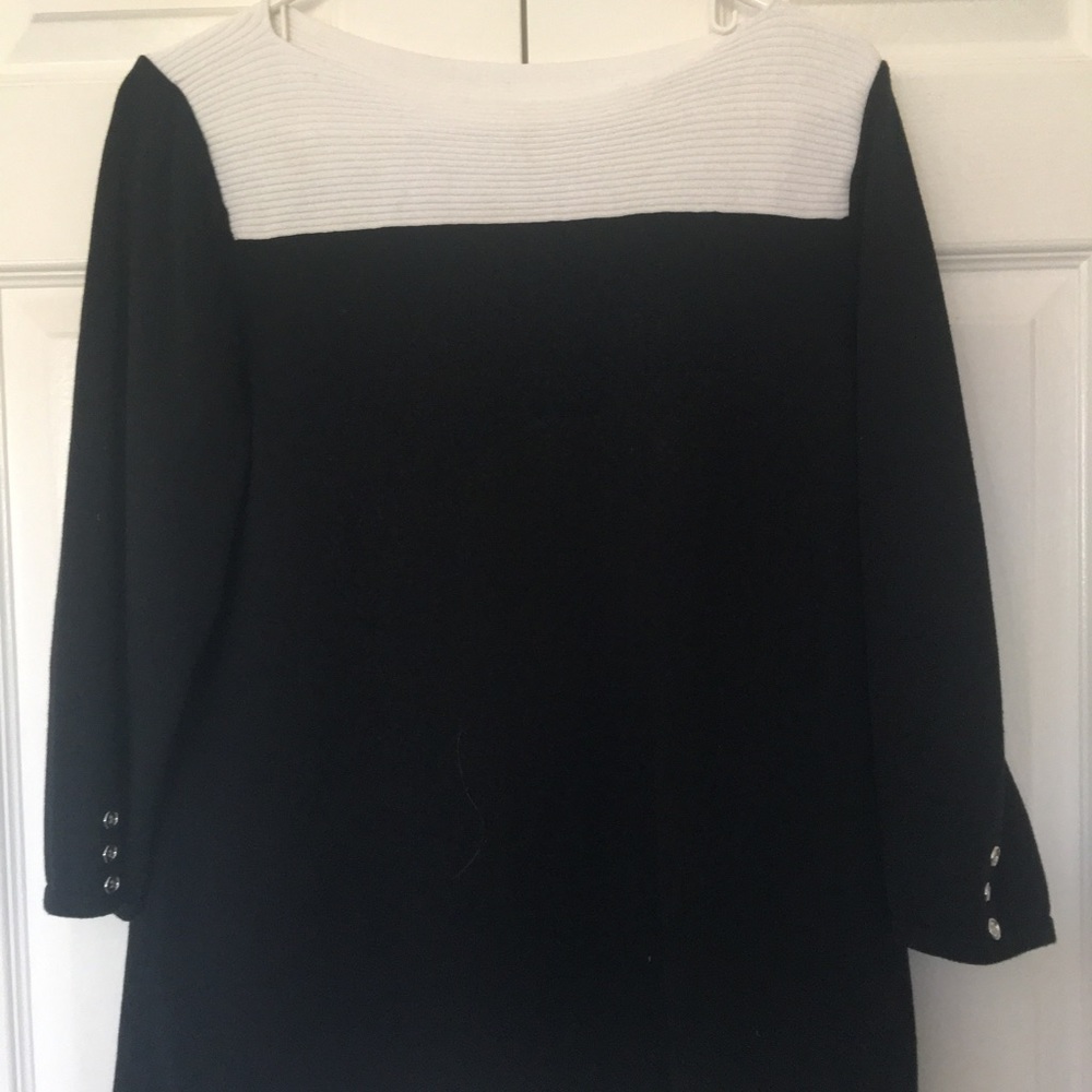 Karen Scott tunic L black with white accent cotton